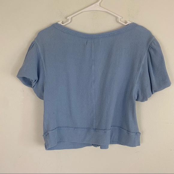 WE THE FREE light blue puff sleeve blouse - Picture 7 of 8